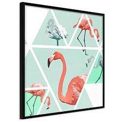 Paris Prix Affiche Murale Encadrée Tropical Mosaic with Flamingos 20 x 20 cm Noir