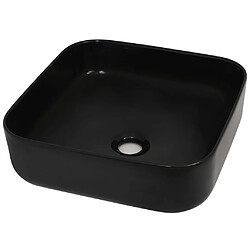 vidaXL Lavabo carré Céramique Noir 38 x 38 x 13,5 cm