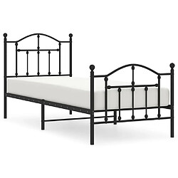 Maison Chic Lit adulte - Lit simple Cadre de lit métal avec tête de lit/pied de lit,Structure du lit Contemporain pour chambre noir 90x190 cm -MN63228