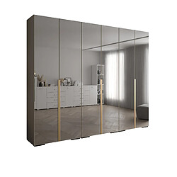 Abiks Meble Inova 1 Armoire avec miroir et portes battantes 236,7/300/47 6 Portes (gris/d’oro)