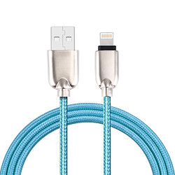 Wewoo Câble bleu pour iPhone X / 8 & 8 Plus / 7 & 7 Plus / 6 & 6s & 6 Plus & 6s Plus / iPad 1M Woven Style Metal Head 108 noyaux de cuivre Lightning à USB Data Sync de charge,