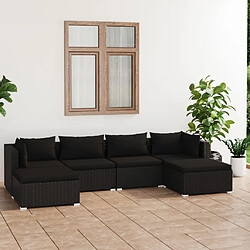 Maison Chic Salon de jardin 6 pcs + coussins - Mobilier/Meubles de jardin - Table et chaises d'extérieur Résine tressée Noir -MN59826