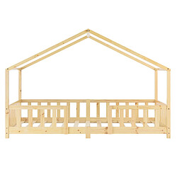 Acheter Lit d'enfant Treviolo Forme Maison avec Matelas à Mousse à Froid 200 x 90 cm Bois Naturel [en.casa]