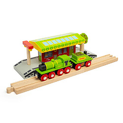 Bigjigs Rail Gros moteur vert avec chariot pas cher