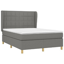 Avis Maison Chic Lit Adulte - Lit simple Lit à sommier tapissier avec matelas moelleux - Meuble de Chambre - Gris foncé 140x190cm Tissu -MN81800