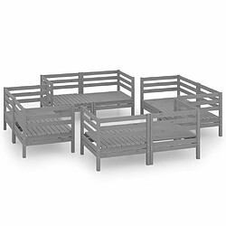 Maison Chic Salon de jardin 8 pcs - Table et chaises d'extérieur - Mobilier/Meubles de jardin Moderne Gris Bois de pin massif -MN63710