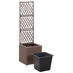 Avis vidaXL Lit surélevé treillis 1 pot 30x30x107 cm Résine tressée Marron