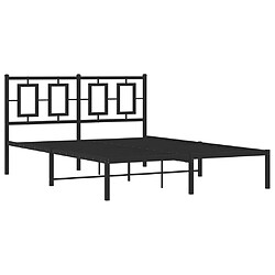 Vidaxl Cadre de lit métal avec tête de lit noir 140x190 cm