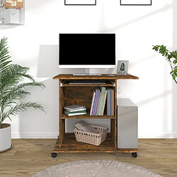 vidaXL Bureau d'ordinateur Chêne fumé 80x50x75 cm Bois d'ingénierie