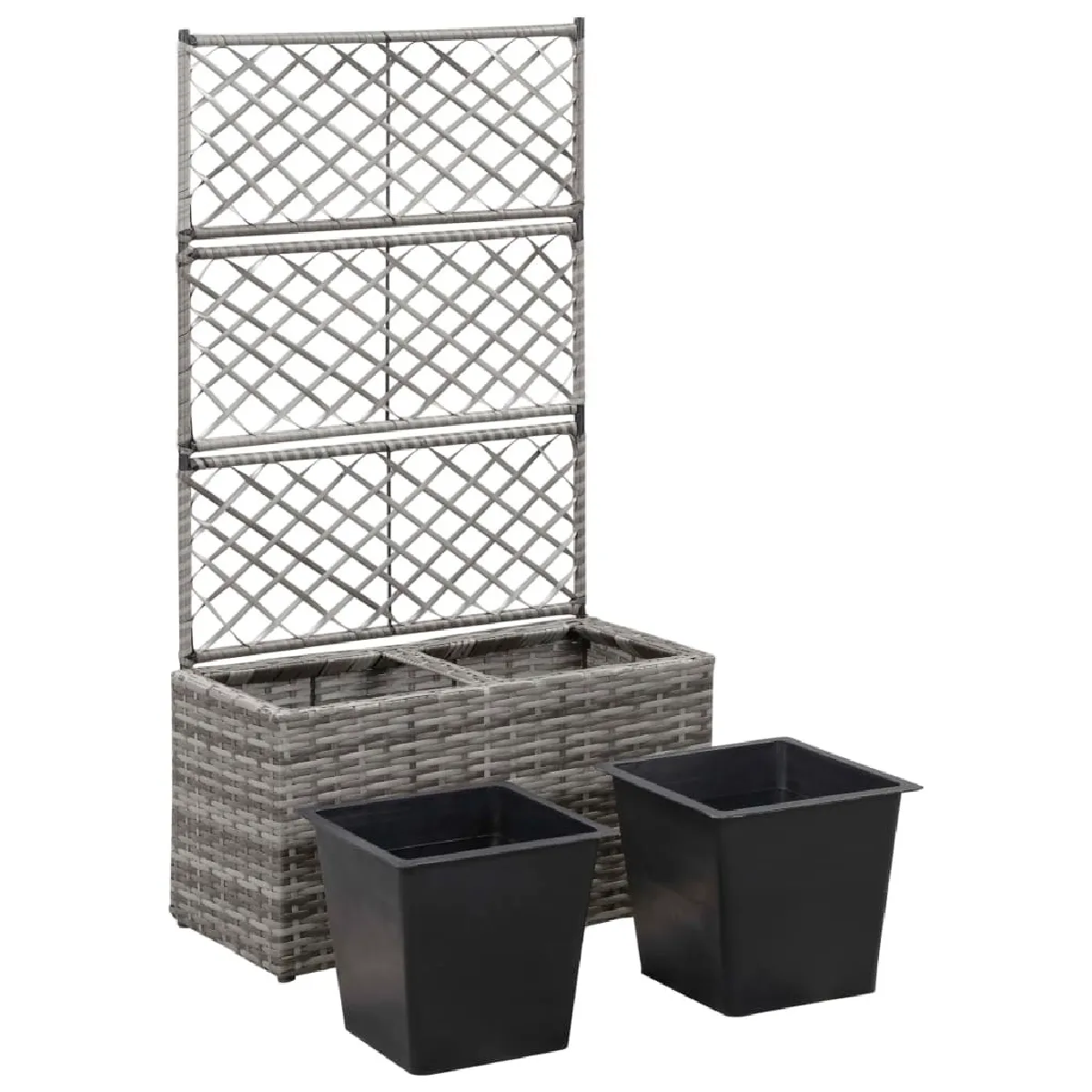 Acheter Maison Chic Jardinière,Lit surélevé - Bac à fleurs - pot de fleur en treillis 2 pots 58x30x107cm Résine tressée Gris -GKD61414