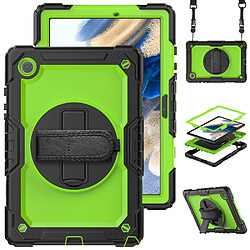 Coque en silicone avec béquille pivotante et bandoulière Jaune-vert/noir pour votre Samsung Galaxy Tab A8 10.5 (2021) Wi-Fi SM-X200/LTE SM-X205