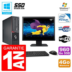 PC Fujitsu Esprimo E720 E85+ SFF Ecran 19'' G3220 RAM 4Go 960 Go SSD Wifi W7 - Occasion