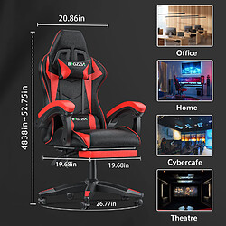 Avis RATTANTREE Chaise de Gaming avec Repose-Pied, siège gaming, fauteuil gaming, Dossier Inclinable à 155, chaise bureau gaming avec appuie-tête, Noir Rouge