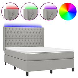 vidaXL Sommier à lattes de lit matelas LED Gris clair 140x190 cm Tissu