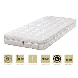 King Of Dreams Lot de 2 Matelas Face été Latex Naturel 70 Kg/m3 Face Hiver Mémoire de forme 60 Kg/m3 + 2 Alèses 70x190 x 22 cm Ferme - Déhoussable Housse Lavable - 7 Zones de Confort