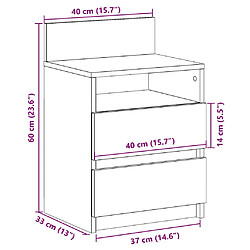 vidaXL Table de chevet avec 2 tiroirs chêne artisanal 40x33x60 cm pas cher