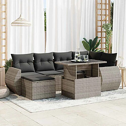 vidaXL Salon de jardin avec coussins 7 pcs gris résine tressée