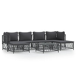 Maison Chic Salon de jardin 7 pcs + coussins - Mobilier/Meubles de jardin - Table et chaises d'extérieur anthracite acier -MN10466