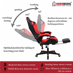 Chaise de bureau et gaming rouge Herzberg HG8081-RED