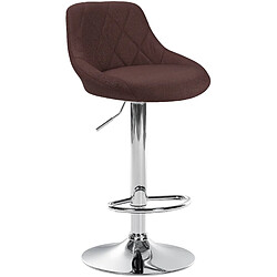 Decoshop26 Tabouret de bar chaise haute x 1 avec coutures décoratives assise en tissu marron pieds métal chromé 10_0005083