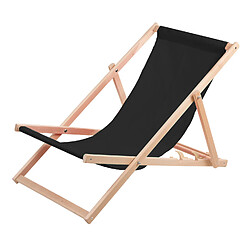 Chaise longue Wood Ok confortable ,en bois , noir, idéale pour la plage, le balcon, la terrasse