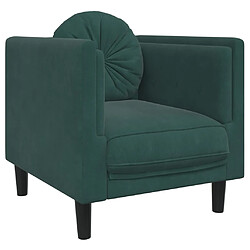 vidaXL Fauteuil avec coussin vert foncé velours