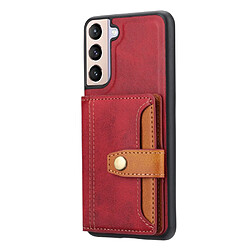 Coque en TPU + PU antichoc avec béquille et porte-carte rouge pour votre Samsung Galaxy S22