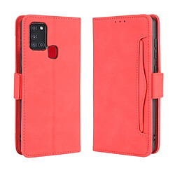 Etui en PU avec plusieurs porte-cartes rouge pour votre Samsung Galaxy A21s