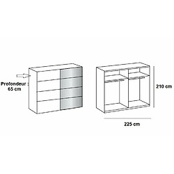 Avis Inside 75 Armoire de rangement 2 portes coulissantes EDWIG 225 cm chêne / miroir