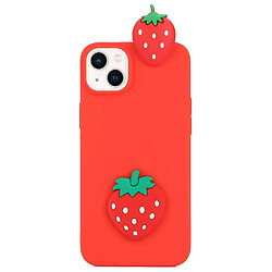 Coque en silicone décor de personnage de dessin animé 3D anti-chute pour votre iPhone 14 Plus - fraise