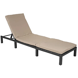 Acheter Mendler Chaise longue HWC-A51, polyrotin, bain de soleil, transat de jardin ~ Basic anthracite, coussin crème