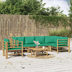 Maison Chic Salon de jardin 7 pcs + coussins - Mobilier/Meubles de jardin - Table et chaises d'extérieur vert bambou -MN75345