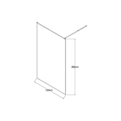 Vente-Unique Paroi de douche à l'italienne - 120 x 200 cm - Gun métal - Verre trempé - AMBERI pas cher