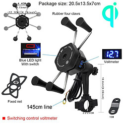 Avis Universal Voltmètre LED 12V Moto USB 10W Qi Charge rapide Chargeur sans fil Support Support Support Mobile G | Mobile Phone Stand Rep.