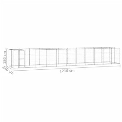 vidaXL Chenil extérieur Acier galvanisé avec toit 26,62 m² pas cher