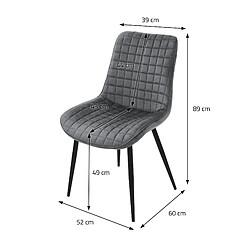 ML-Design Lot de 6 Chaises de Salle à Manger, Anthracite, Assise en Velours avec Pieds Métalliques Noirs pas cher