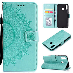 Etui en PU empreinte fleur vert pour votre Huawei Y6p