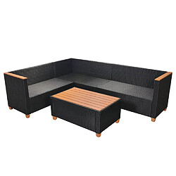 Acheter vidaXL Salon de jardin 4 pcs avec coussins Résine tressée Noir