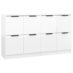 vidaXL Buffets 2 pcs Blanc brillant 60x30x70 cm Bois d'ingénierie