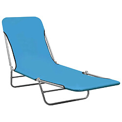 Helloshop26 Chaises longues pliables 2 pièces acier et tissu bleu 02_0011932