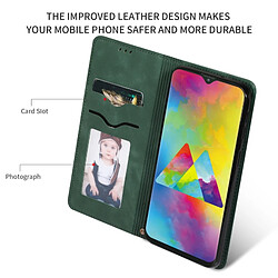 Wewoo Housse Coque en cuir à rabat horizontal magnétique Business Skin Feel Retro pour Samsung Galaxy M20 vert armée