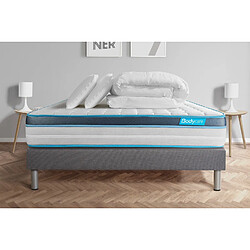 Bodycare Pack 140x200 matelas BodyFit + sommier kit gris + Couette 240x220cm + 2 oreillers 60x40cm