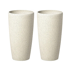 Beliani Lot de 2 cache-pots en pierre beige 23 x 23 x 43 cm ABDERA