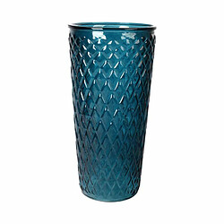 Paris Prix Vase Déco en Verre Relief Losange 23cm Bleu Indigo