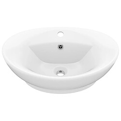 vidaXL Lavabo ovale de luxe à trop-plein Blanc mat 58,5x39cm Céramique