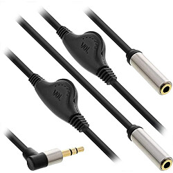 InLine 99253A Câble audio en Y Jack 3,5 mm vers 2 prises jack BU avec contrôle du volume 0,25 m