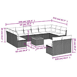 Avis Maison Chic Salon de jardin avec coussins 13 pcs | Ensemble de Table et chaises | Mobilier d'Extérieur beige résine tressée -GKD80908