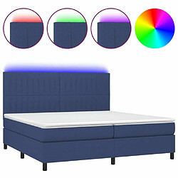 Sommier à lattes,Cadre à lattes de lit et matelas et LED pour Adulte Bleu 200x200 cm Tissu -MN23853