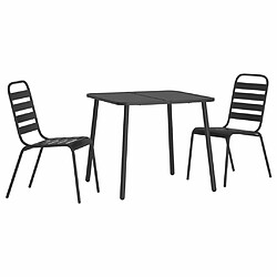 Avis Salle à manger de jardin 3 pcs,Table et chaise à dîner anthracite acier -MN59831