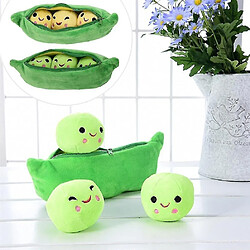 Universal Créatif mignon, 3 petits pois en peluche en gousse, oreiller moelleux (jaune)